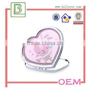 High Quality Cute Pink Polished Metal Pocket Mirror Cheap Wholesale