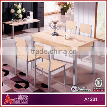 A1231 Hot sale white melamine dining table with extender