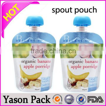 Yason premium quality Custom shaped reusable spout pouch for Baby food with bottom