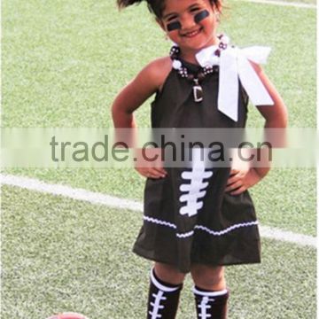 fashionable wholesale children sleeveless rugby clothing with ribbon bow