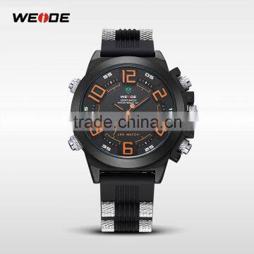 WEIDE Silicone Band Watch Auto Date LED Watch Digital Dual Movement Watches Men Military Outdoor Sports Quartz Watch