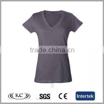 trendy 100% cotton china cheap stylish Woman gray v t-shirt