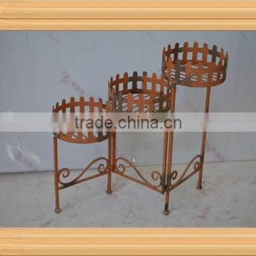 3 unit folding round wrought iron plant stands