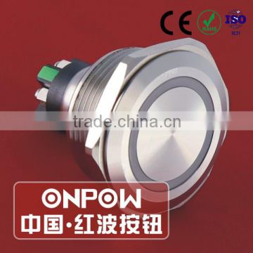 30 Years Industry Leader ONPOW Metal Push Button Switch GQ30-L-11E/S Dia. 30mm stainless steel ring illuminated IP65 CE ROHS