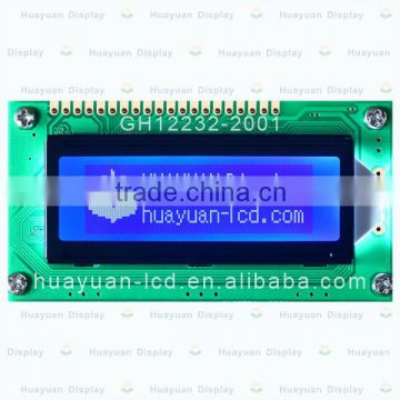 2.0 inch COB blue STN 122x32 lcd module lvds with white LED backlight