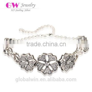 Vintage silver bracelet Flower Woman bracelet Jewelry wholesale Factory Direct promotional BR009