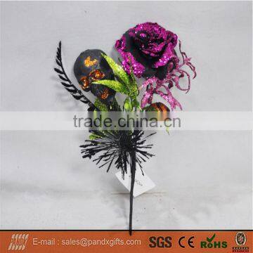 Festival Plastic Colorful Flower Skull Branch for Halloween Party Decoration