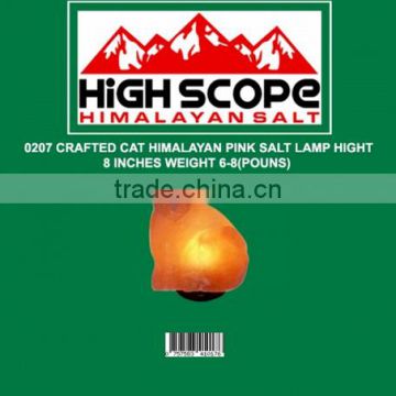 HIMALAYAN PINK CRYSTAL ROCK SALT LAMP CAT SHAPE