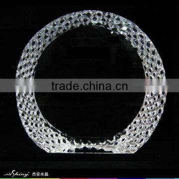 Optic Crystal Glass Round Blank Iceberg Block For Souvenirs Office Decoration JKC-0085