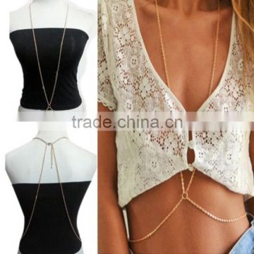 Sexy Bikini Waist Belly Belt Beach Crossover Harness Body Long Chain Necklace