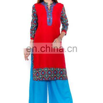 Indian traditional lady Kurtis solid and printed Calf length beautiful made with viscose wholesaler