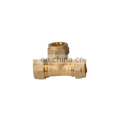 Hengxin high quality 3 Male Thread Brass pipe Tee brass bipe fittings