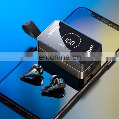 Amazon hot Sellers wireless earbuds power bank 1800mah Touch In Ear tws mini earbuds Headphone Earphones with mirror screen
