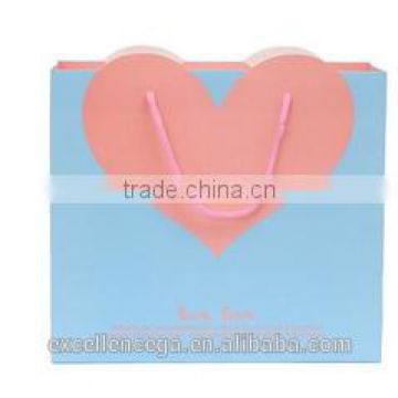 shopping handmade bag paper with big pink heart 2014