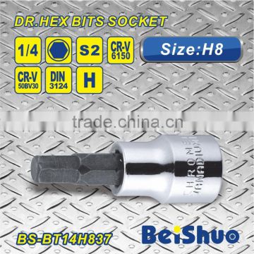 Hot sell 1/4"Dr. S2/6150 material H8 Hex Bit Socket Hand tool Screwdriver wrench bit