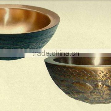 Round Copper Sink with Embossed Handwork