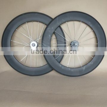 UD matte carbon track wheels 88mm with fixed gear hub Front:20H / Rear:24H silver spokes