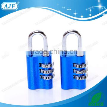 AJF High quality and best selling 3 dials aluminium combination safety padlock