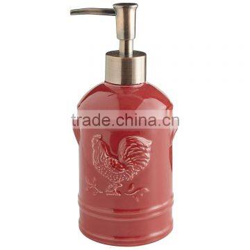 Red dolomite soap and lotion dispenser