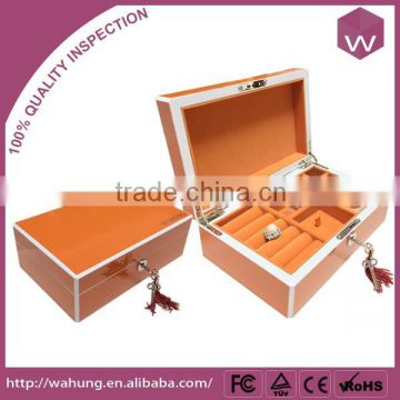 High polishing wooden jewel boxes lining fabric packing for jewelry
