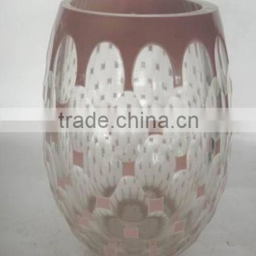 BEAUTIFUL COLORFUL GLASS VASE IN D10.8 X H 17.5