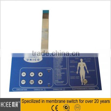 Chinese custom dead front graphic overlay Medical equipment membrane switch screen printing
