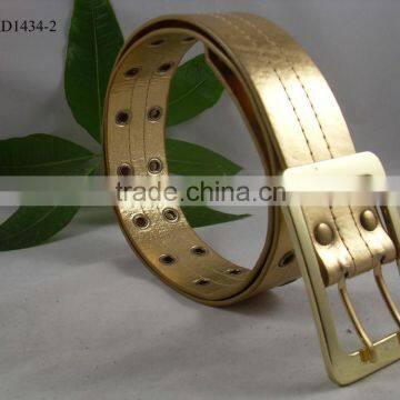 Gold PU gold grommets with double prong belt