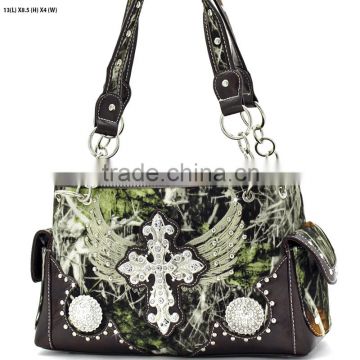 Western rhinestone cross studded concealed carry camo handbags purses