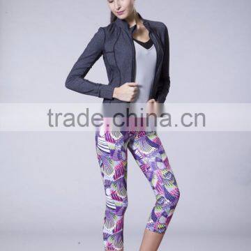 Women Gym Workout Fitness Wear Wholesale Fashion Full Printing Yoga Capri Pants