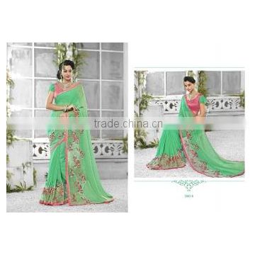 Adroid Light Green Georgette Designer Saree/buy online designer sarees