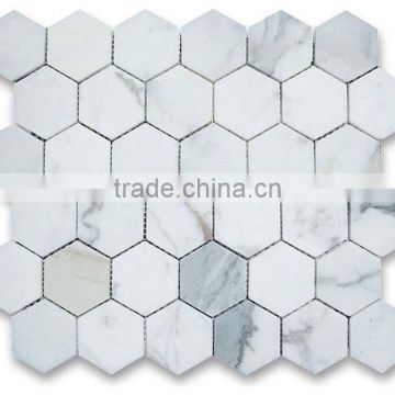 MM-CV245 Low price wall designs natural stone 25mm hexagon marble mosaics