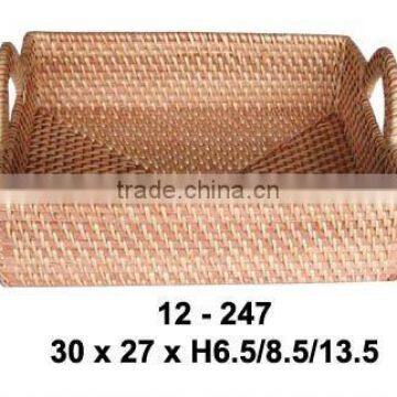 Treamed rattan basket with handles