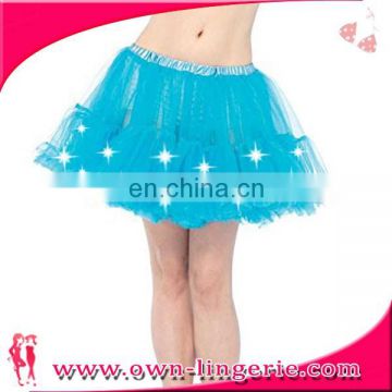 Wholesale cheap tulle pattern blue led lights tutu skirt