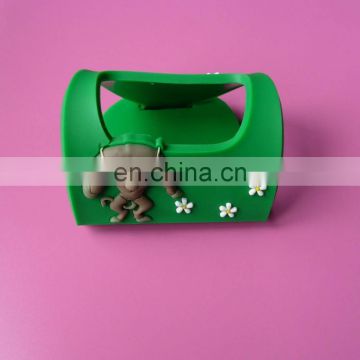 3D cow with white flower design rubber pvc phone holders