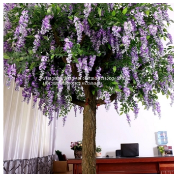 China wholesale Fancy design artificial wisteria flower tree with real looking for landscaping decoration