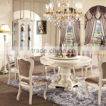 Hot sale hight quality 6 seater wooden dining table set antique dining table in wihite