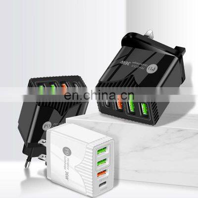 36W USB-C PD Quick Charge 3.0 EU US UKPlug Fast Charger 4 Ports Head Adapter Universal mobile phone charger