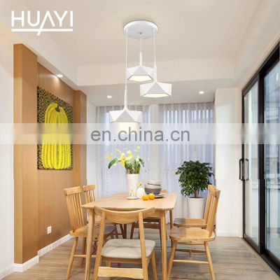 HUAYI Cheap Price Dining Room Kitchen Indoor Iron Acrylic Nordic Modern LED Pendant Light Chandelier