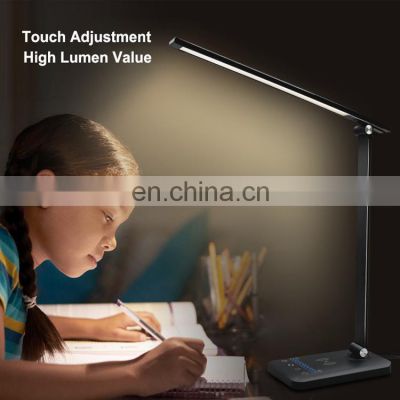 LED Desk Lamp Wireless Charging Touch Control 5 Color Mode 7 Brightness Dimmable For Table Bedroom Bedside Office Study