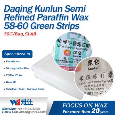 Daqing Kunlun Semi Refined Paraffin Wax 58-60 Green Strips
