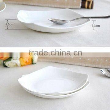 love shape square white bone china plate