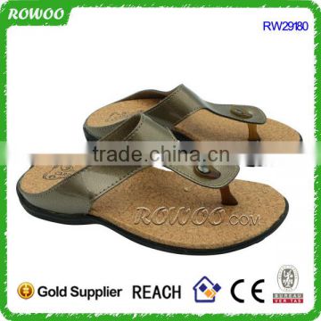 RW29180 Fashion T straps Cork Sole Slip On Sandals