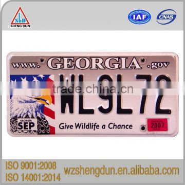 USA license plates in embossing