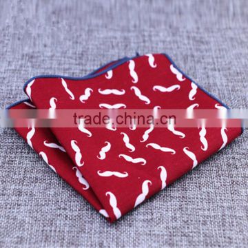 Men Mustaches Pattern Pocket Square In Cotton