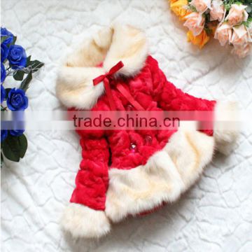 red and white plush fake fur coat kids girls selling