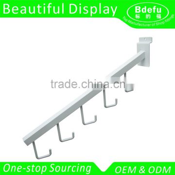Beautiful Slatwall accessories -White color Metal Display Slat Wall Hook/ Clothes hanger hook