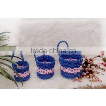 wholesale paper rope woven storage flower basket hang flower basket various color