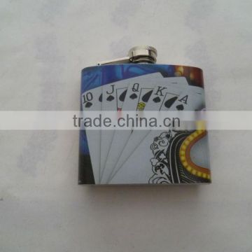 6oz stainless hip flask with water-tranfer printing