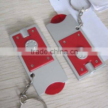 plastic led light keychain with coin