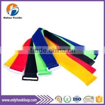 Soft nylon adhesive hook loop cable tie, printed logo adhesive hook loop cable tie